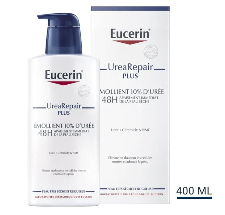 Crème Eucérin UreaRepair Plus qui contient 10% d'urée pour lutter contre la kératose pilaire