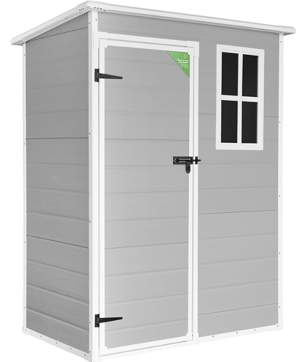 Abri de Jardin en Résine Wasabi Unit 1.4 – 1.37 m² Blanc Gris – Amazon